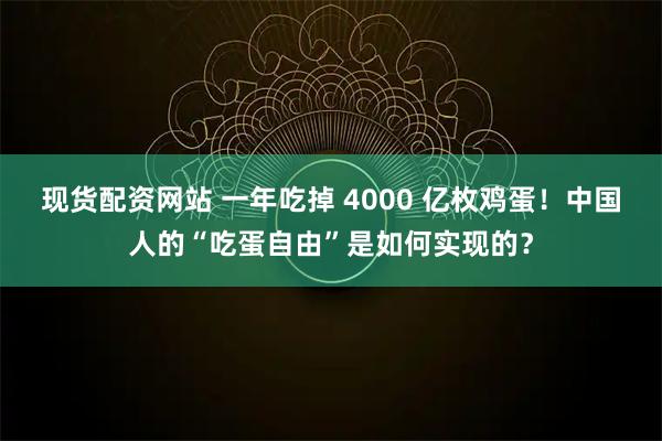现货配资网站 一年吃掉 4000 亿枚鸡蛋！中国人的“吃蛋自由”是如何实现的？
